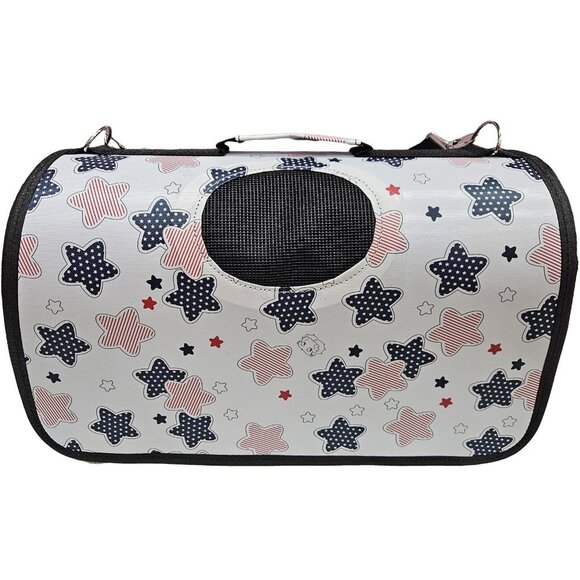 Pet Carrier, Beige with Stars Print - Picture 2 of 8